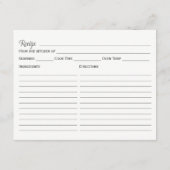 White Bow Vrijgezellenfeest Recept Kaart (Achterkant)