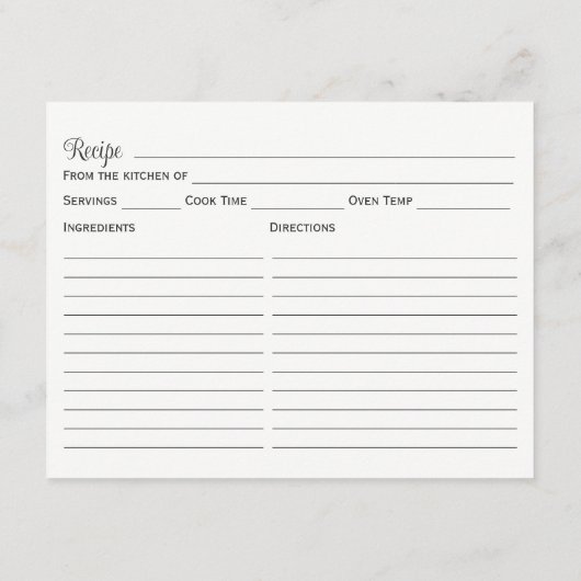 White Bow Vrijgezellenfeest Recept Kaart (Achterkant)