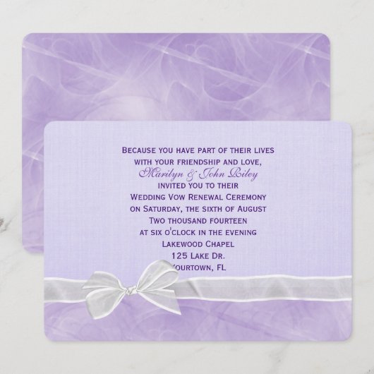 White bow Wedding Vow Renewal Kaart (Voorkant / Achterkant)