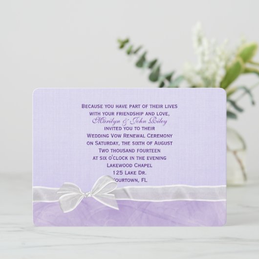 White bow Wedding Vow Renewal Kaart (Staand voorkant)