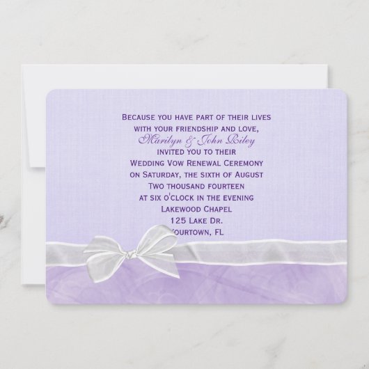 White bow Wedding Vow Renewal Kaart (Voorkant)
