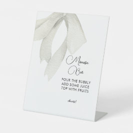 White Bow Ze bindt de knoop Mimosa Bar Sign Reclamebord Met Voetstuk
