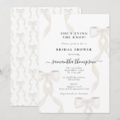 White Bow Ze bindt de knoop Vrijgezellenfeest Part Kaart (Voorkant / Achterkant)