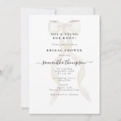 White Bow Ze bindt de knoop Vrijgezellenfeest Part Kaart (Voorkant)