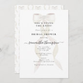 White Bow Ze bindt de knoop Vrijgezellenfeest Part Kaart (Voorkant / Achterkant)