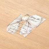 White Bow Ze bindt het knoop Vrijgezellenfeest Acryl Uitnodigingen (Laagn)