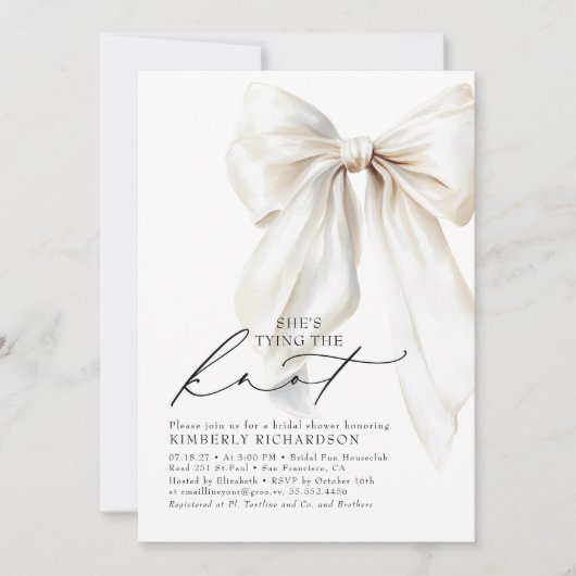 White Bow Ze bindt het knoop Vrijgezellenfeest Kaart (Voorkant)