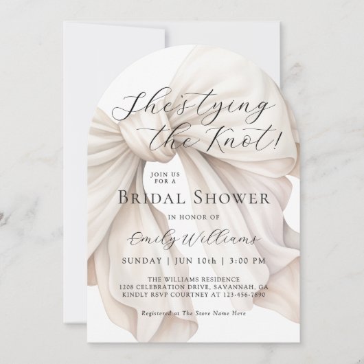 White Bow Ze bindt het knoop Vrijgezellenfeest Kaart (Voorkant)