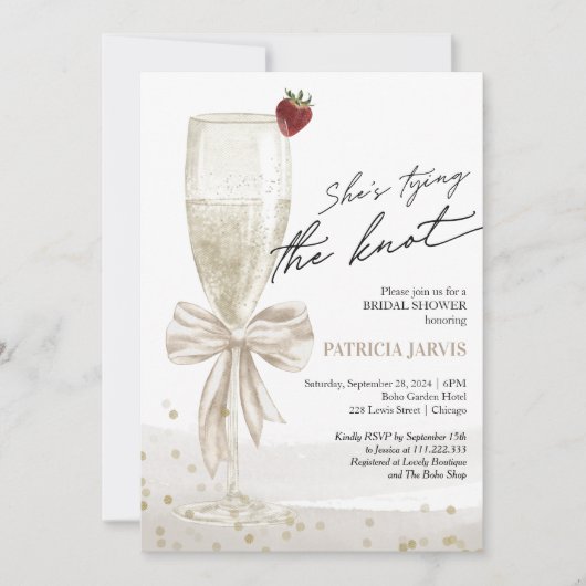 White Bow Ze bindt het knoop Vrijgezellenfeest Kaart (Voorkant)