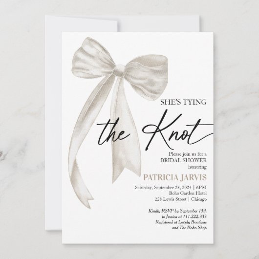White Bow Ze bindt het knoop Vrijgezellenfeest Kaart (Voorkant)