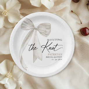 White Bow Ze bindt het knoop Vrijgezellenfeest Papieren Bordje