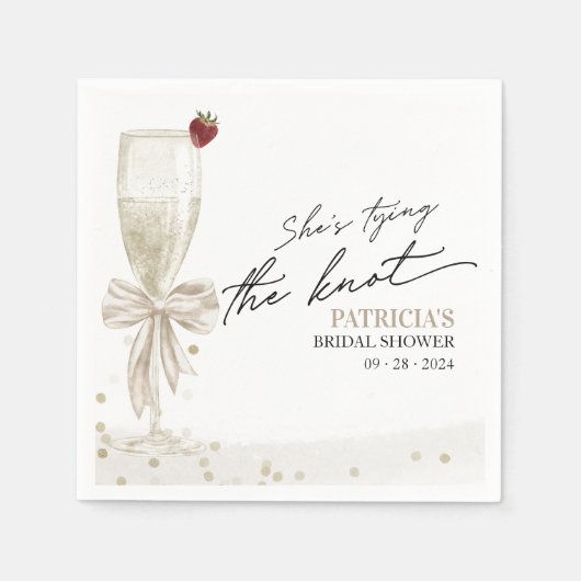 White Bow Ze bindt het knoop Vrijgezellenfeest Servet (Voorkant)