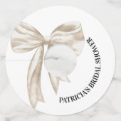 White Bow Ze bindt het knoop Vrijgezellenfeest Wijnglaslabel (Voorkant)