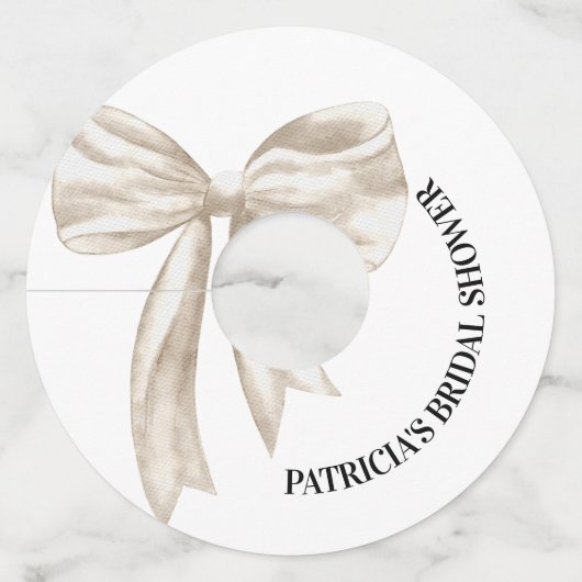 White Bow Ze bindt het knoop Vrijgezellenfeest Wijnglaslabel (Achterkant)