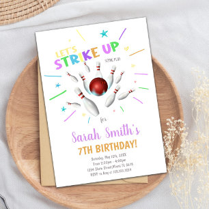 White Bowling Birthday-uitnodigingen Kaart