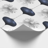 White Bows Blue Ornamenten Vakantie Cadeaupapier (Hoek)