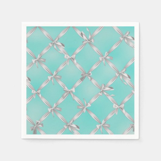 White Bows Turquoise Robin's Egg Blue Bridal Party Servet (Voorkant)