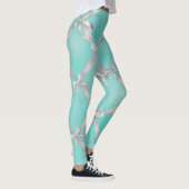White Bows Turquoise Robin's Egg Blue Leggings (Rechts)