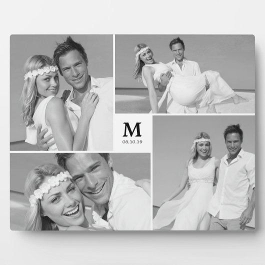 White Box Timeless Monogram Weddenschap Foto Easel Fotoplaat (Voorkant)