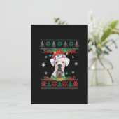 White Boxer Christmas Santa Ugly Sweater Dog Lover Kaart (Staand voorkant)