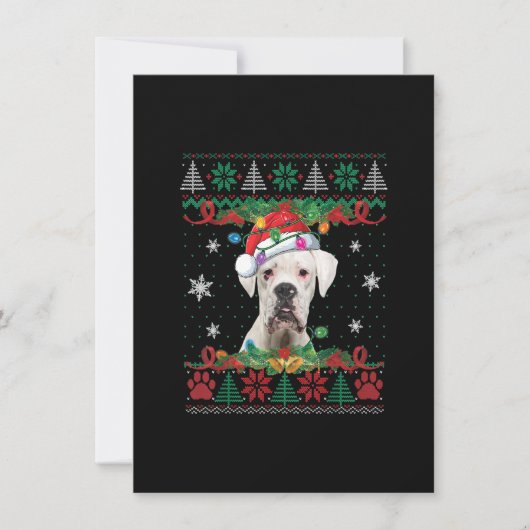 White Boxer Christmas Santa Ugly Sweater Dog Lover Kaart (Voorkant)