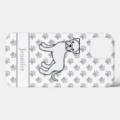 White Boxer Cute Cartoon Dog & Name Case-Mate iPhone Case (Achterkant (horizontaal))