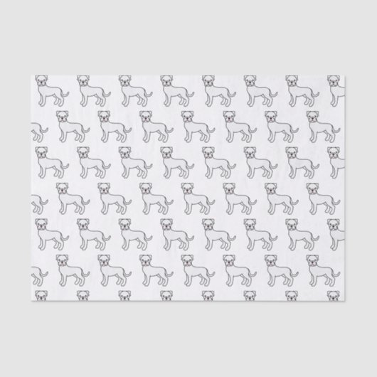 White Boxer Cute Cartoon Dog Patroon Tissuepapier (Voorkant)