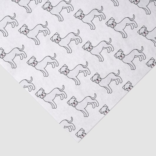 White Boxer Cute Cartoon Dog Patroon Tissuepapier (Detail)
