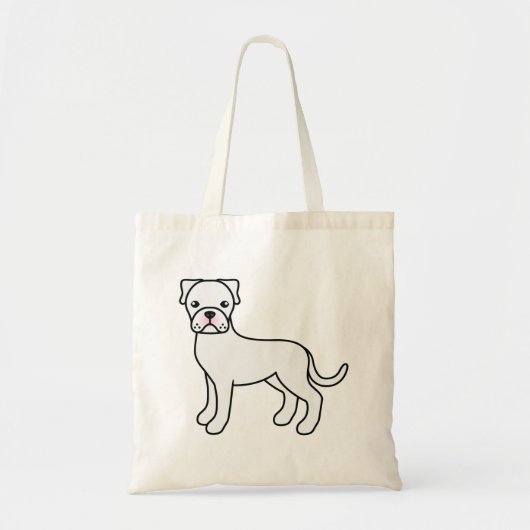 White Boxer Cute Cartoon Dog Tote Bag (Voorkant)