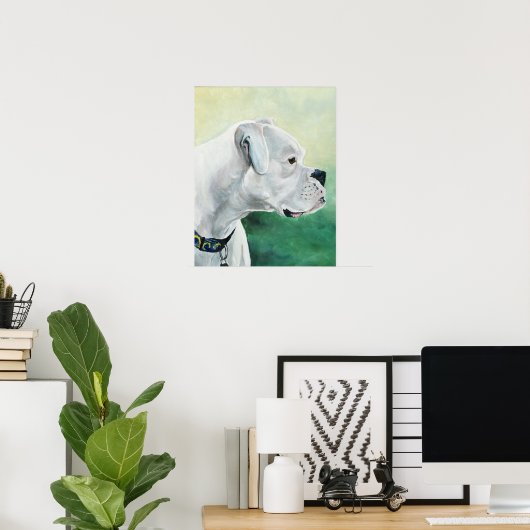 White boxer Dog Art Print (Thuiskantoor)
