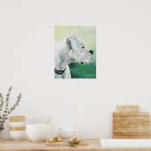 White boxer Dog Art Print (Keuken)