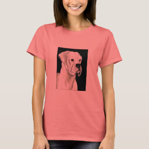 "White Boxer" Dog Art Ringer T-shirt