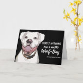 White Boxer Dog Birthday Card - Happy Wof Day Kaart (Gele Bloem)