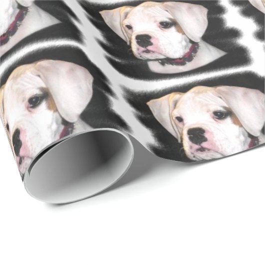 White Boxer dog cadeau pakpapier (Rol Hoek)