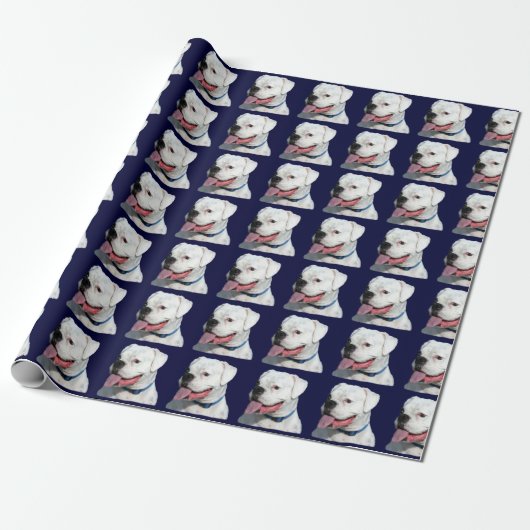White Boxer dog Cadeaupapier (Uitgerold)