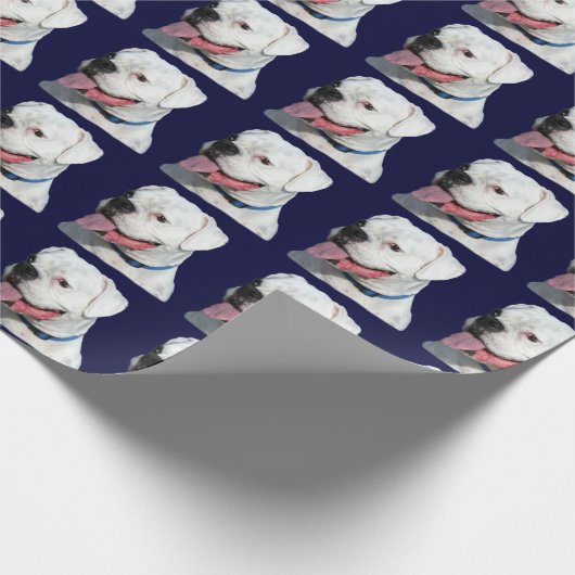 White Boxer dog Cadeaupapier (Hoek)
