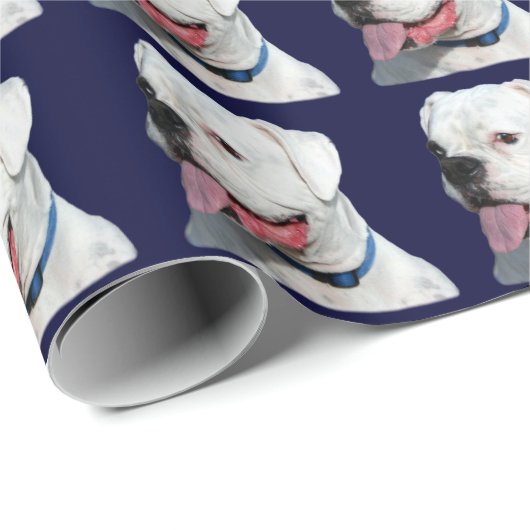 White Boxer dog Cadeaupapier (Rol Hoek)