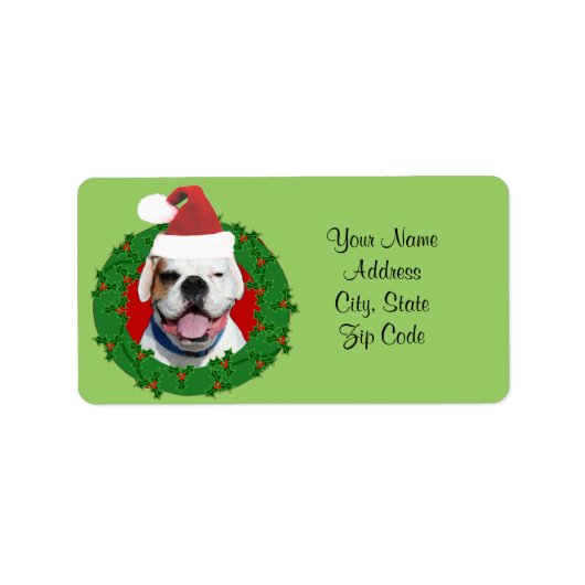 White Boxer Dog Christmas-adresetiketten Etiket (Voorkant)