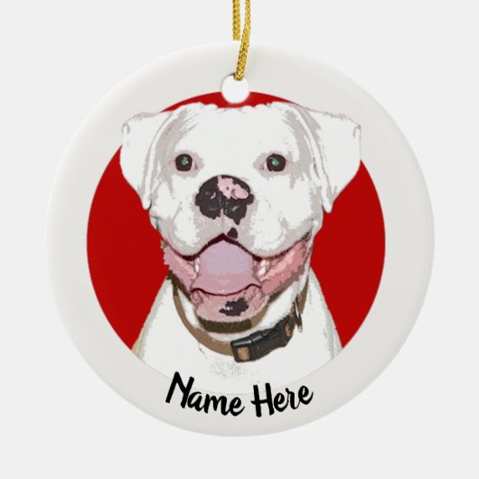 White Boxer Dog Christmas Ornament (Voorkant)
