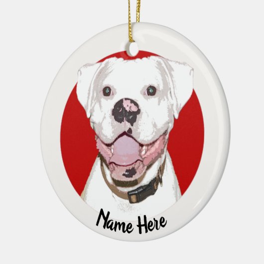 White Boxer Dog Christmas Ornament (Links)