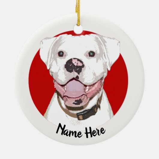 White Boxer Dog Christmas Ornament (Achterkant)