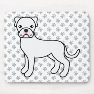 White Boxer Dog Cute Cartoon Illustration & Paws Muismat