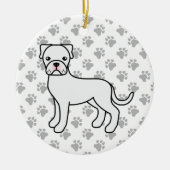 White Boxer Dog Cute Illustration & Paws Keramisch Ornament (Voorkant)