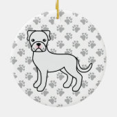 White Boxer Dog Cute Illustration & Paws Keramisch Ornament (Achterkant)
