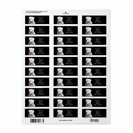 White Boxer dog Etiket (Full Sheet)