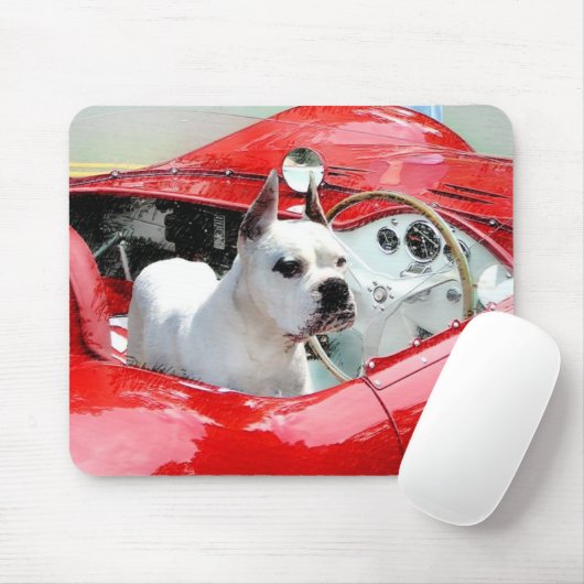 White Boxer Dog in Maserati mousepad Muismat (Met muis)