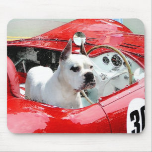 White Boxer Dog in Maserati mousepad Muismat