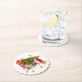 White Boxer Dog-kerstlampboom — Santa hat Kartonnen Onderzetters (Insitu)