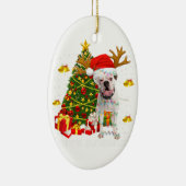 White Boxer Dog-kerstlampboom — Santa hat Keramisch Ornament (Rechts)