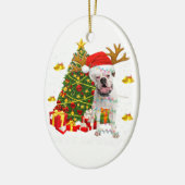 White Boxer Dog-kerstlampboom — Santa hat Keramisch Ornament (Links)